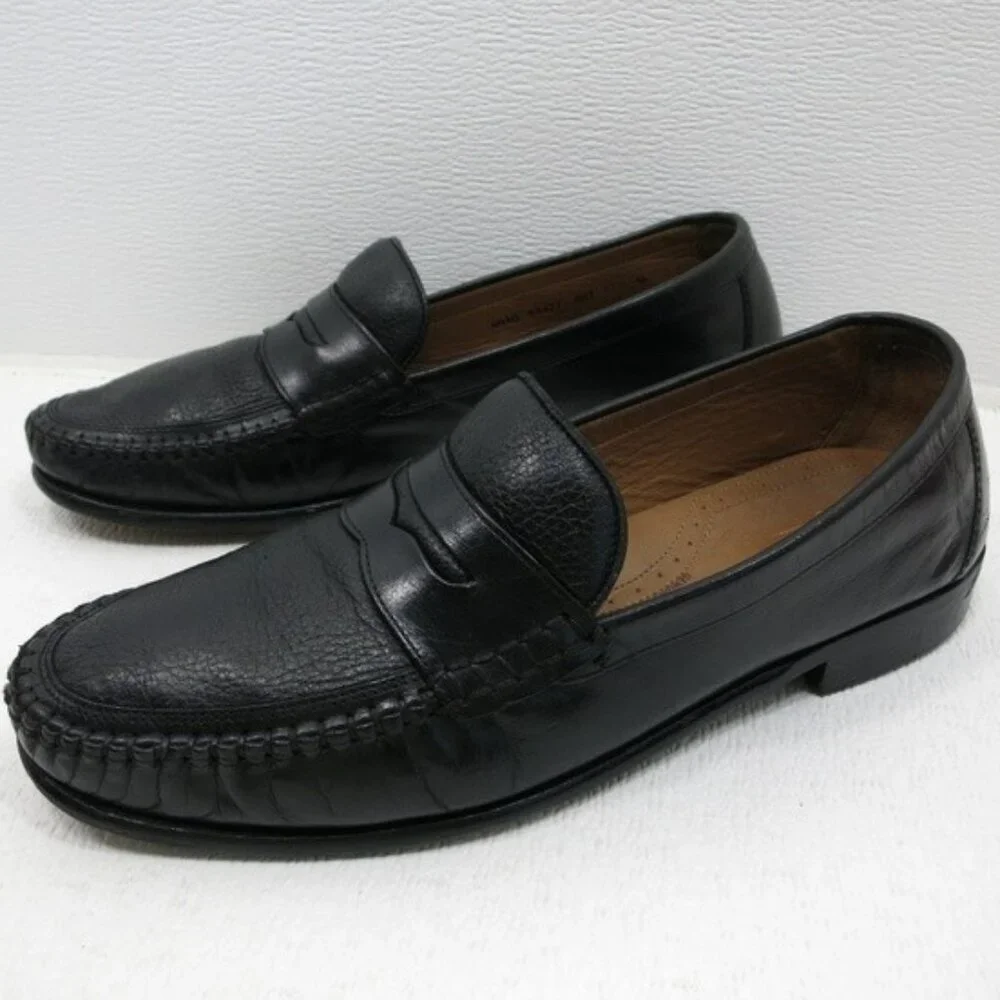 Brass Boot Strap Leather Casual Comfort Dress Penny Moccasins Shoes Men's 11.5 M